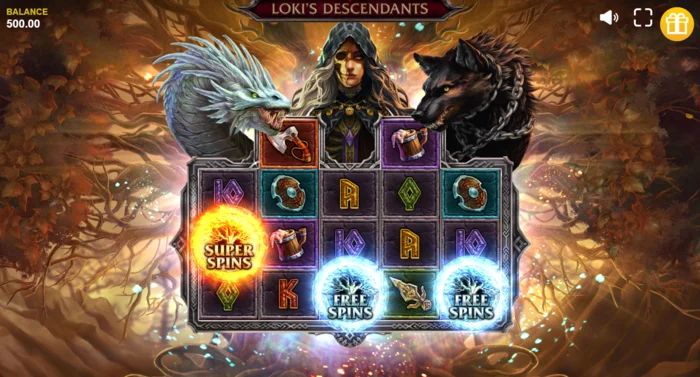 Loki's Descendants - attivazione della funzione Serpent con Wild diagonali